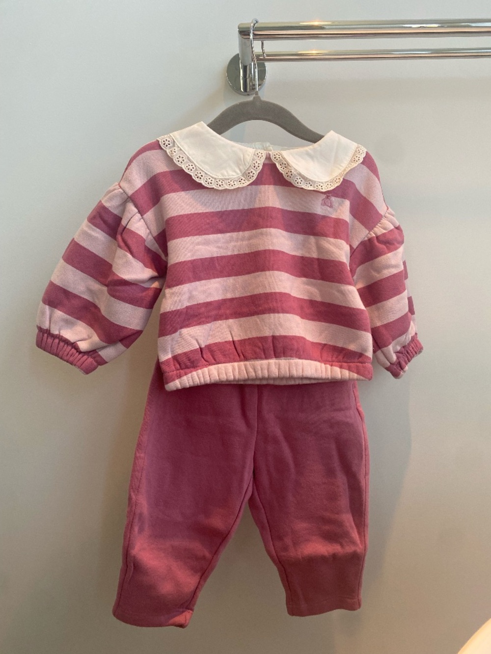 Baby VintageSoft Lace-Collar Sweat Set